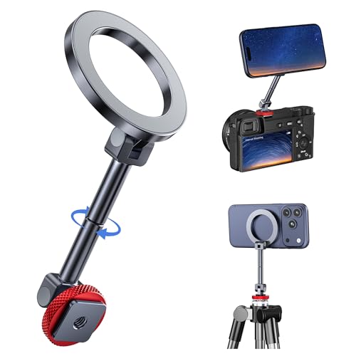 Itramax Magnetic Metal iPhone Tripod Mount,Cold Shoe Phone Mount with 1/4 Thread Hole,Adjustable Rotatable Zinc Alloy Phone Holder for iPhone 17 Air 16,Camera Cage & Monitoring,Stabilizer,Photography