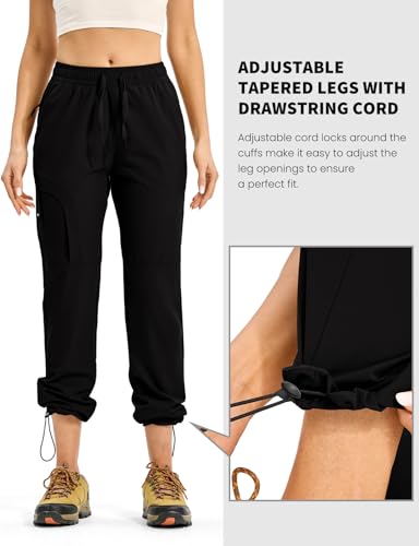 Rdruko Women's Hiking Pants Lightweight Quick Dry Water Resistant Cargo Outdoor Travel Pants Elastic Waist4