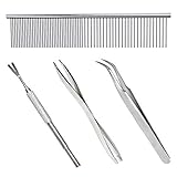 【 mejor kit de extracción de garrapatas para gatos y perros 】 El kit incluye una pinza de doble extremo, una herramienta de gancho de un solo extremo y una pinza y peine de punta superfina. Kit de extracción de garrapatas que te permite ser seguro y eficaz para eliminar cualquier tamaño de garrapatas de mascotas, personas y otros animales.
