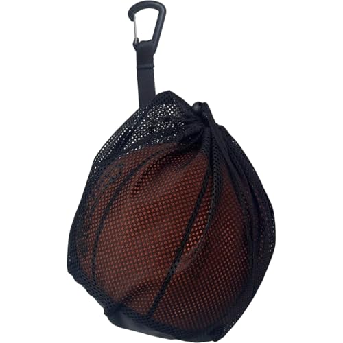 Xoeryoy Basketball Carrying Bag 8x12 Inch Fine Mesh Basketball Net Bag with Clip & Drawstring Black Ball Pouch for Volleyball, Football, Baseball & More