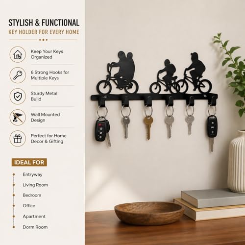 Image of Key Holder for Home, Metal Wall Mounted, 6 Hooks (Stranger Things Inspired Desighn)