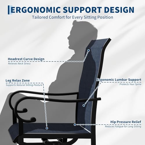 GarveeMore Gartenstühle 360° Drehbar, 2er Set Terrassenstühle, Gartensessel Mit Atmungsaktivem Textilene & Metallgestell, Balkonstühle Bis 200 kg Belastbar Für Garten, Hinterhof, Balkon