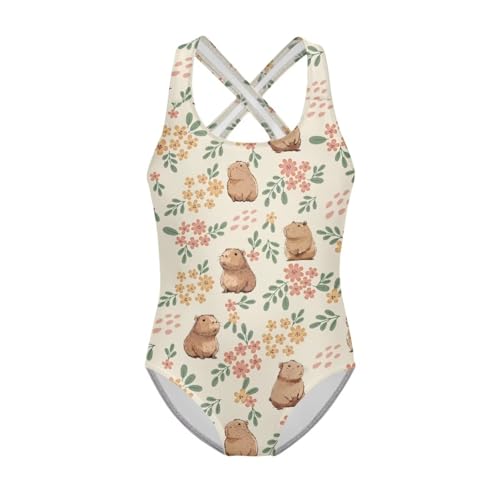 Girls One Piece Swimsuit Cross Back Strap Bathing Suit Little Kids Summer Beach Sport Swimwear Size 5-14 Years