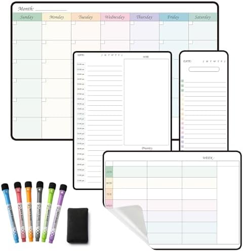 MCCORL Weekly Dry Erase Calendar&Monthly Calendar&Daily Planner&to Do List&Menu Board self Adhesive Stick on Non-Magnetic Stainless Fridge & Glass & Wall & Wooden(Any Smooth Surface),Family Calendar