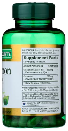 Nature's Bounty Cinnamon Capsules, Herbal Supplement, Supports Sugar Metabolism, 1500mg, 100 Capsules - Image 6