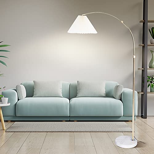 Lámparas de pie decorativas con arco metálico y pantalla textil refinada