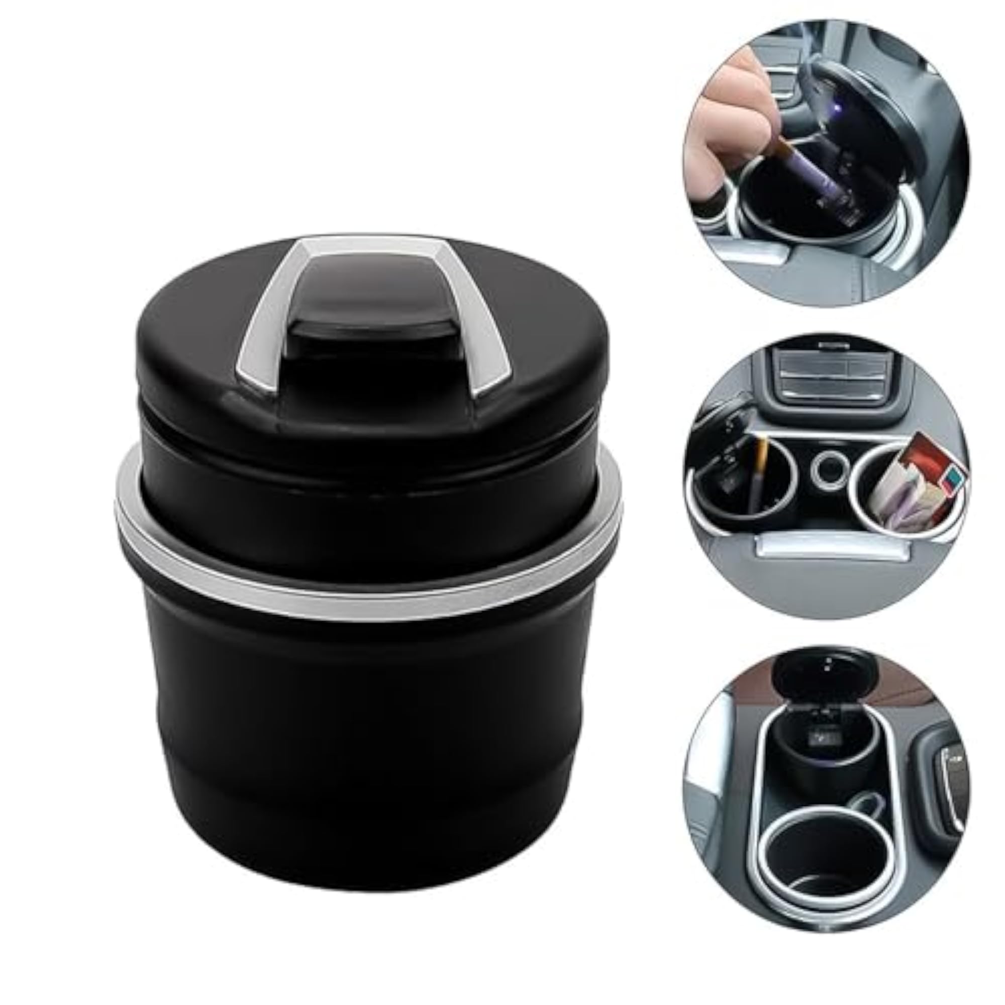 Portable Car Ashtray with Lid and Blue LED Light