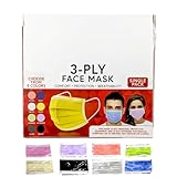 Disposable Face Masks Individually Wrapped 3-Ply Protective Breathable, 8 Fun Stylish Solid Colors Pink Lavender Yellow Gray Navy Green White Black for Adults and Teens, Pack of 80 Individual Masks