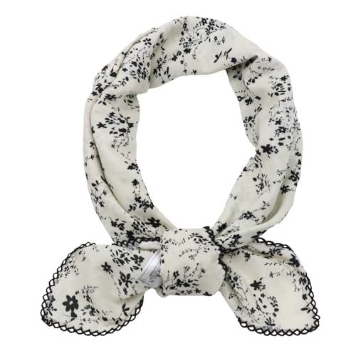 GHTIYLP Grand bandana en coton pour femme, 68,6 x 68,6 cm, foulard carré pour cheveux, Blanc Noir Floral, Large