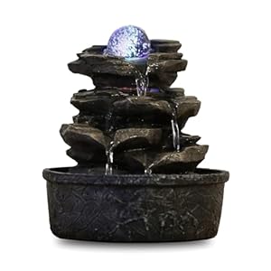 Fuente de poliresina ZenLight Little Rock, marrón oscuro, 20 x 20 x 23 cm