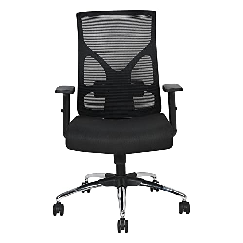 Image of Halcyon Office Chair Octavia - Ergonomic Computer Desk Chair with Mesh Back, Adjustable Armrests & Lumbar Support, Metal Base - Black