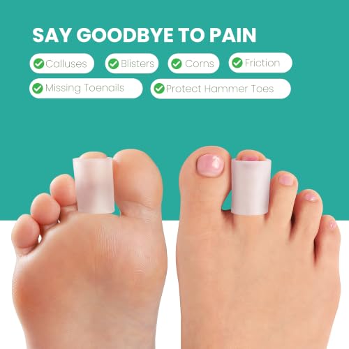 Image of Welnove Toe Protectors - 18-Pack Aloe Vera Extract Infused Silicone Toe Sleeve Toe Covers for Hammer Toes, Corns, Calluses, Blisters - Soft Gel Protector Toe Cushions for Pain Relief (Multi-Size)