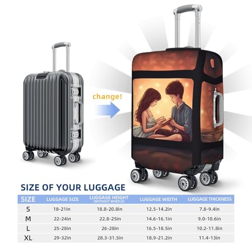 Travel Luggage Cover Romantic love Suitcase Protector Elastic Washable Stretch Suitcase Protector Anti-Scratch Travel Suitcase Cover Fit 18-32 Inch Luggage2