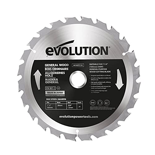 Evolution Power Tools GW185TCT-24 – 185 mm houtzaagblad – met hardmetalen uitgeruste 30-tandconfiguratie maakt snelle, efficiënte sneden mogelijk