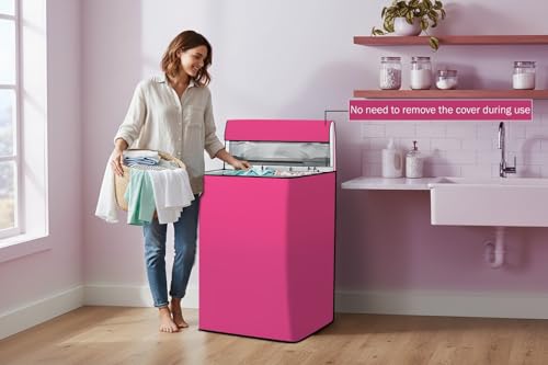 Image of Stylista Waterproof and Dustproof Polyester Washing Machine Cover Compatible for Godrej 8 Kg Fully-Automatic Top Loading WTEON ADA 80 5.0 FEFN GLGR, Pink