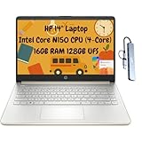 HP 14 Thin Portable Student Laptop 2026, 14" HD, Intel N150, 16GB RAM, 256GB Storage (128GB UFS + 128GB microSD), 1 Year Office 365 1TB Cloud, Wi-Fi 6, HDMI, Docking Station, Webcam, Windows 11, Gold