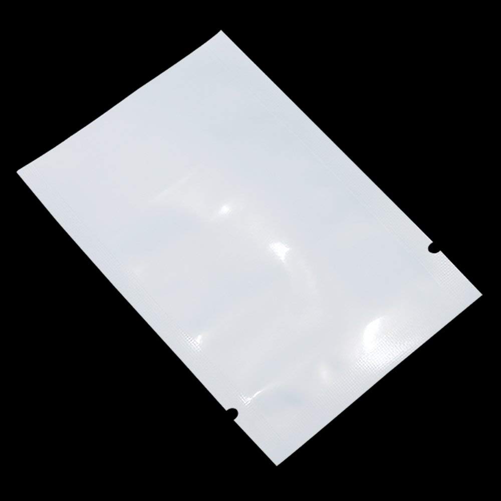 Weiße Kunststoff-Vakuumbeutel vorne transparent oben offen, 2,8 mm, hitzeversiegelbare Beutel für Lebensmittelaufbewahrung, Mini-Probe mit Einreißkerben (1000, 9,9 x 15 cm) (nutzbare Größe 8,9 14,5