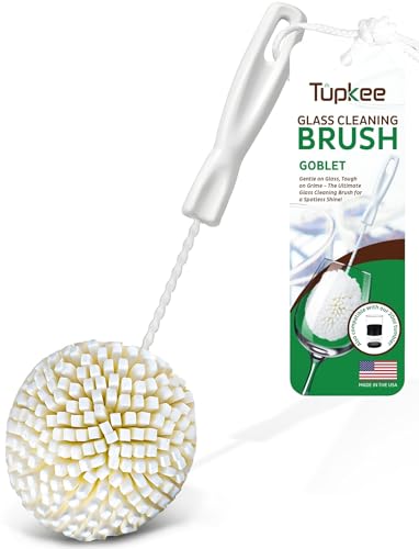 Tupkee Wine Glass Cleaning Brush Soft Non-Scratch Foam Bristles Goblet & Stemware Wine Glass Cleaner Brush for Glassware Crystal Bottle & Mugs Fits Tupkee 20oz Glass Tumbler Made in the USA