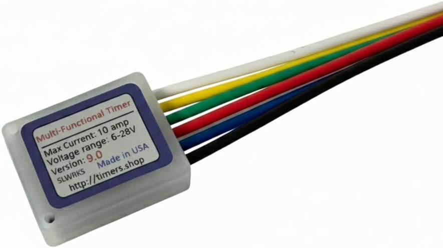 10 Amp Mini Timer Time Delay Relay .2 Sec to 400 Days 6V 12V 18V 24V. Power On Off Delay, Cycling and Trigger, White