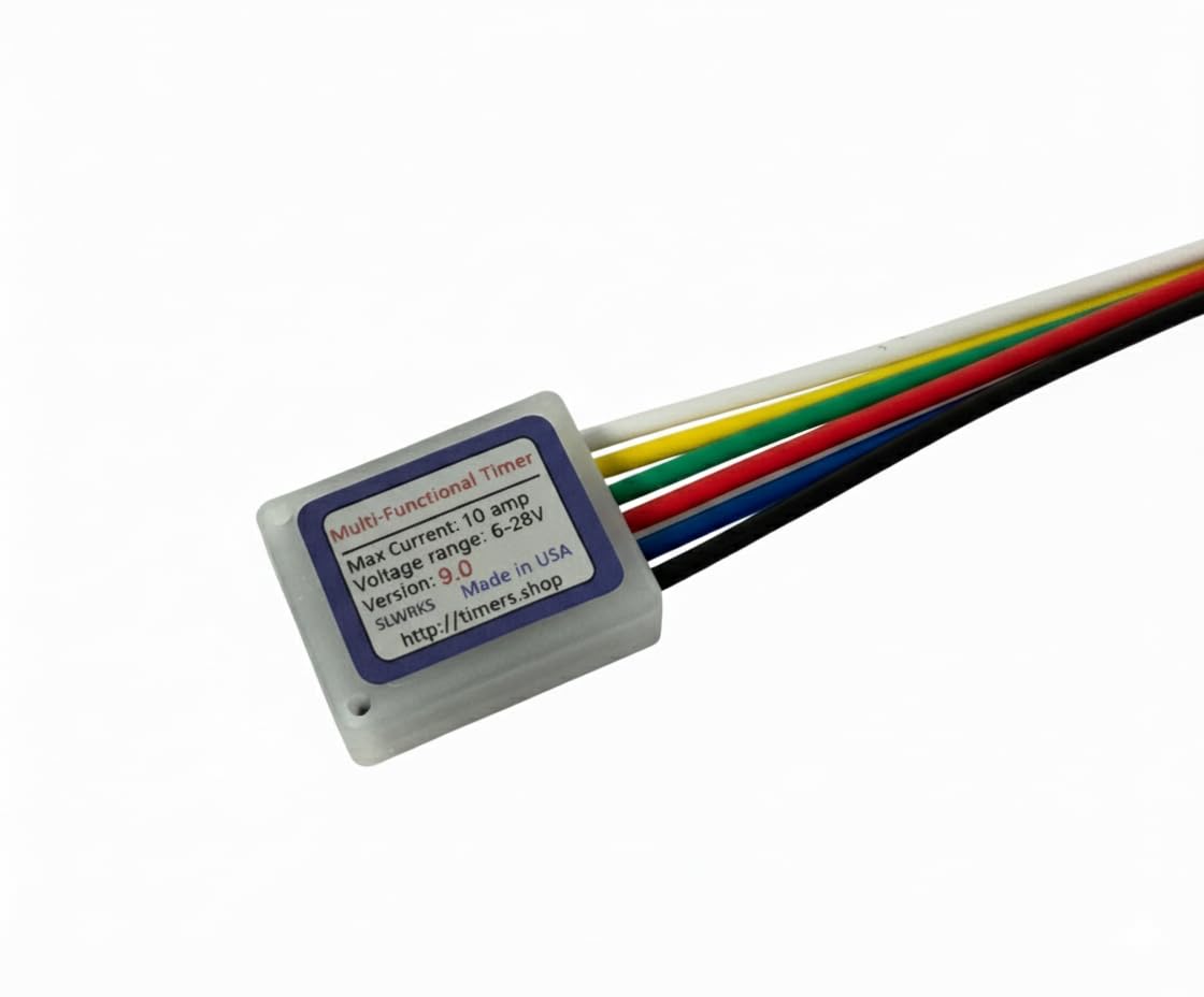 10 Amp Mini Timer Time Delay Relay .2 Sec to 400 Days 6V 12V 18V 24V. Power On Off Delay, Cycling and Trigger, White