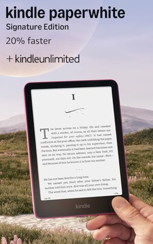 Amazon Kindle Paperwhite Signature Edition 32GB (newest model) – 20% faster with auto-adjusting front light, wireless charging, and weeks of battery life – Metallic Raspberry + 3 Months Free Kindle Unlimited (with auto-renewal) - Thumbnail 7