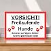 Vorsicht freilaufende Hunde Schild 30cm x 20cm Gartenzaun Gartentor Warnschild Witterungsbeständig Einbruchschutz 3mm Hartschaumplatte