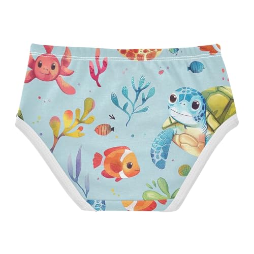 Cute Cartoon Turtle Blue Cotton Toddler Underwear, Girls Briefs, 2T–8 Years2