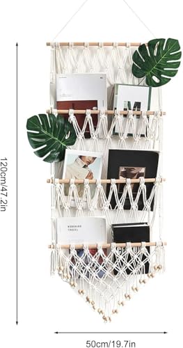Image of Waterlily House - Organizer Mesh, Bohemian Net Organizer, Stuffed, Toy Storage Hammock, Rainbow Stuffed Animal Hammock Macrame for Toy Storage. (Offwhite - Three Layer)