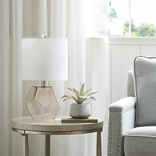 510 Design Bella Glass Table Lamps For Bedroom, Nightstand Light With Cotton Blend Fabric Shade, Rotary Switch, 60" Corded, 60W Bulb, Transitional, Contemporary, Used At Desk Side, Living Space - Pink #TOP1