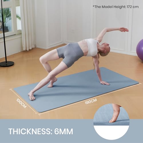 Good Nite Yoga Matte Groß Yogamatte XXL 190 x 100 x 0.6 cm Gymnastikmatte Sportmatte Rutschfest TPE Fitnessmatte Trainingsmatte Pilates Matte für Yoga Pilates Training Gym
