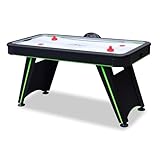 Hathaway Voyager 5 Ft Air Hockey Table for Home Game Room - with LED Scoring, High-Output Blower, Reinforced Legs, Strikers & Pucks - Black and Neon Green Finish