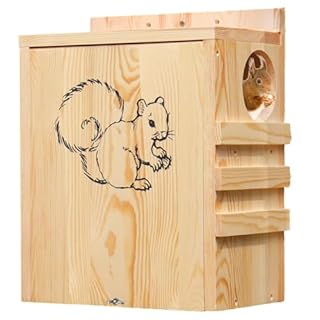 Wooden Squirrel House for Outside, Large Nesting Box for Squirrels, Chipmunks and Small Animals