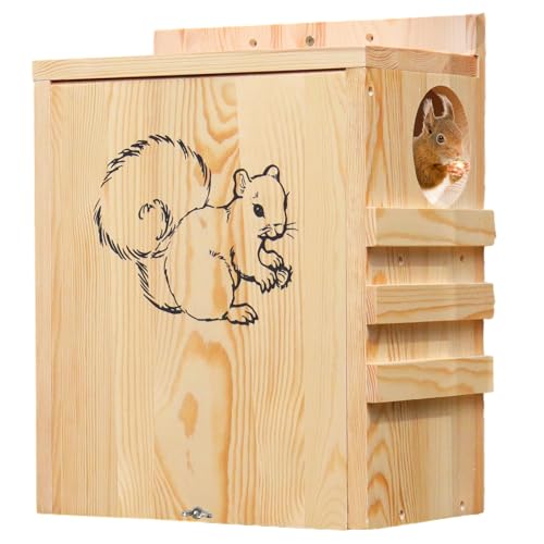 Wooden Squirrel House for Outside,...