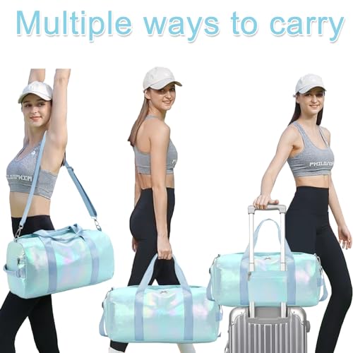 BLUBOON Duffle Bag Girls Kids Cute Gym Bag with Shoes Compartment & Wet Separation Waterproof Sports Overnight Travel Bag - Image 3