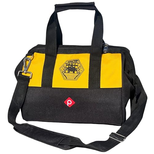 Image of PAHAL APACHE 12 Inch Tool Bag - Multipurpose Nylon Water-Resistant Tool Storage Organizer for Electricians, Plumbers, Technicians & Mechanics, Durable Portable Tool Carry Bag, Yellow Black