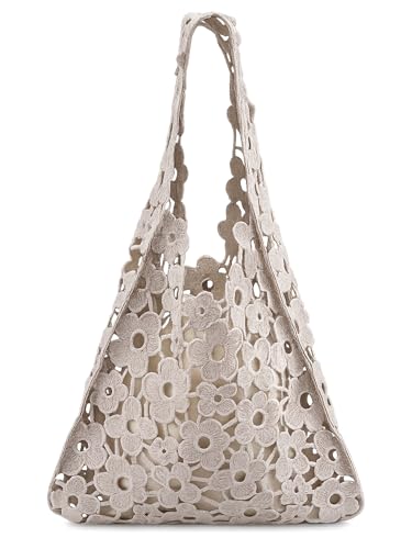 Bolso hombro tejido crochet bohemio con pouch