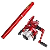Canna da pesca tascabile – Mini Canna da penna, Mulinello portatile, costruzione in lega di alluminio, design da viaggio compatto | Accessorio di pesca affidabile per principianti adulti Lago Fiume