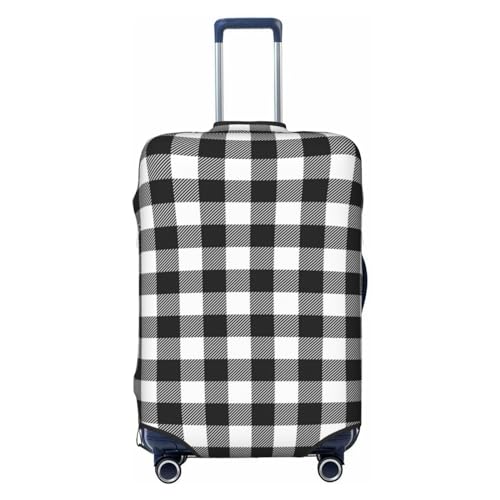 Black White Plaid For Travel Luggage Cover Suitcase Protector Fits 18-32 Inch Travel Luggage Protector Elastic Luggage Anti-Scratch Suitcase Cover