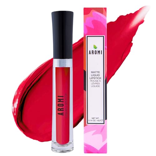 Aromi True Red Matte Liquid Lipstick, Retro Red Lip Color with Blue Undertones, Smudge Proof, Long Lasting, Vegan and Cruelty-free, Handmade (Flamenco Red)