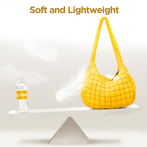 Image of Puffer Tote Bag for Women Large Quilted Crossbody Bag Quilted Carryall Bag Soft Puffy Hobo Handbags Puff Purse Shoulder Bag