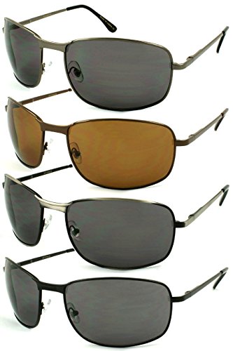 Over-sized Rectangular Metal Frame Sunglasses w/Spring Hinge BG20843S2