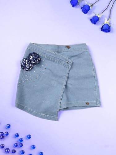 Image of KiddoPanti Girls Denim Over Lap Shorts
