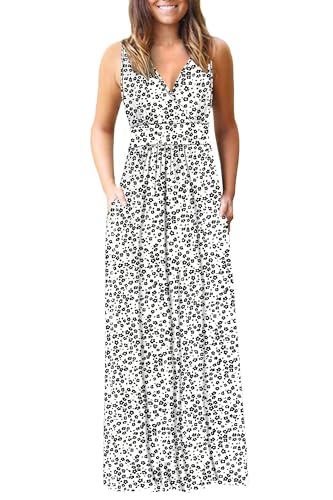 Image of AUSELILY Maxi Dresses for Women Summer Casual Sleeveless V Neck Wrap Dress | Sleeveless Long maxi dress with wrap V neck & side pockets, for formal cocktail, beach & casual daily wear