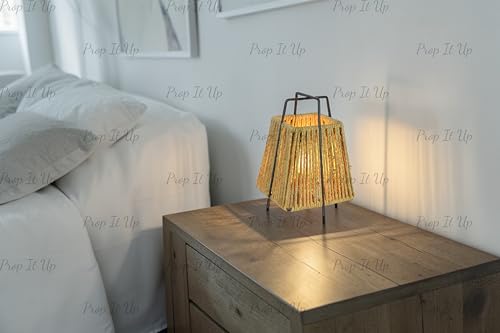 Image of Made in India Eco-Friendly Jute Table Lamp for Bedroom | Modern Minimalist Bedside Lamp with Metal Frame | Aesthetic Night Lamp for Living Room Decor | E27 Holder