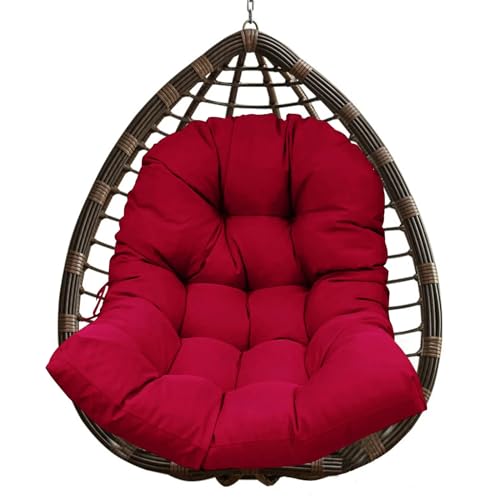 Bonlting Egg Chair Cushion, Waterproof Hammock Swing Chair Cushions, Soft Hanging Basket Seat Cushion Chair Seat Cushion for Indoor Outdoor Garden Office (47 x 35 Inch, Wine Red)