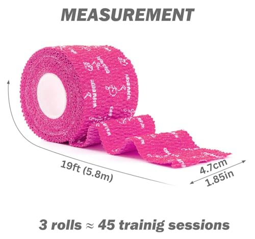 Image of WARM BODY COLD MIND 1.85 inch Weightlifting Thumb Tape - Hook Grip Tape for Powerlifting, Cross Training, Gym Tape, Workout, Weight Lifting Tape, Athletic Finger Wrap (Pink 3 Rolls)