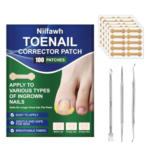 100pcs Ingrown Toenail Treatment Strips Stickers with 3 Pedicure Tools,1