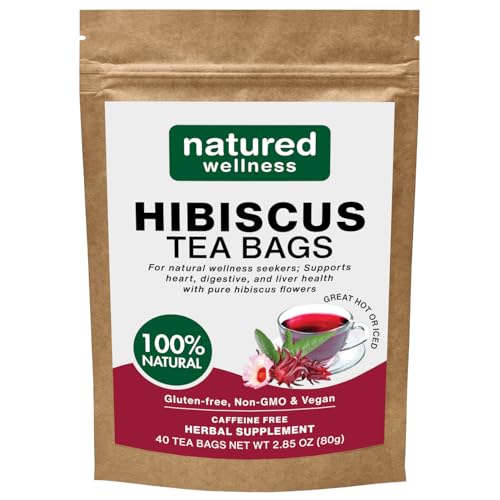 Natured Wellness Hibiscus Tea Bags (40 Count) | Pure Hibiscus