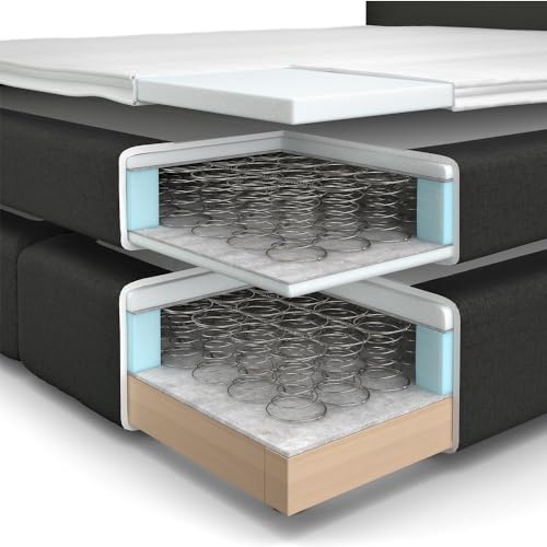 Boxspringbett VitaliSpa in Schwarz, 200 x 160 cm mit Stauraum