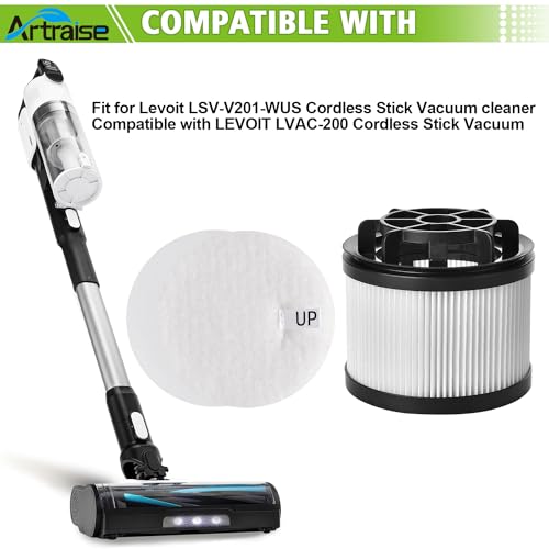 Replacement Filters for Levoit LVAC-200 Stick Vacuum LSV-V201-WUS, LSV-V201F, White (2 Post-Motor HEPA & 4 Pre-Motor Fil